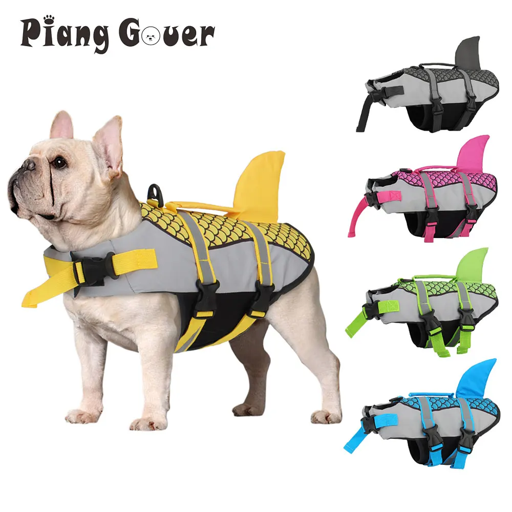 Waagen Hai Schwimmen Hund Kleidung Haustier Schwimmweste Weste Geschirr Haustier Schwimmen Sommer Bademode_voghion.com