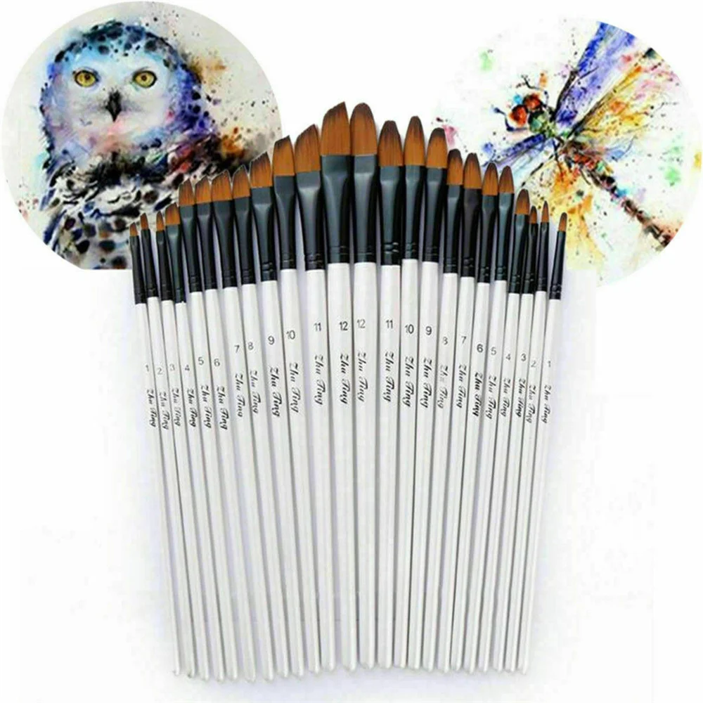 

2022 12pc Nylon Hair Wooden Handle Watercolor Paint Brush Pen Set For Learning Diy Oil Acrylic Painting Art Paint Brush Supplies