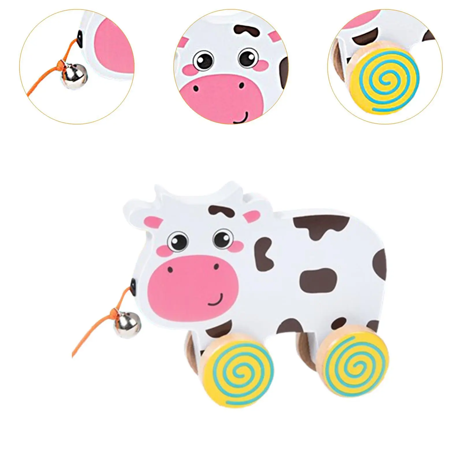 Wooden Pull Along Toddlers Toys, Animal Walking Pull Toy, Developmental Toys for