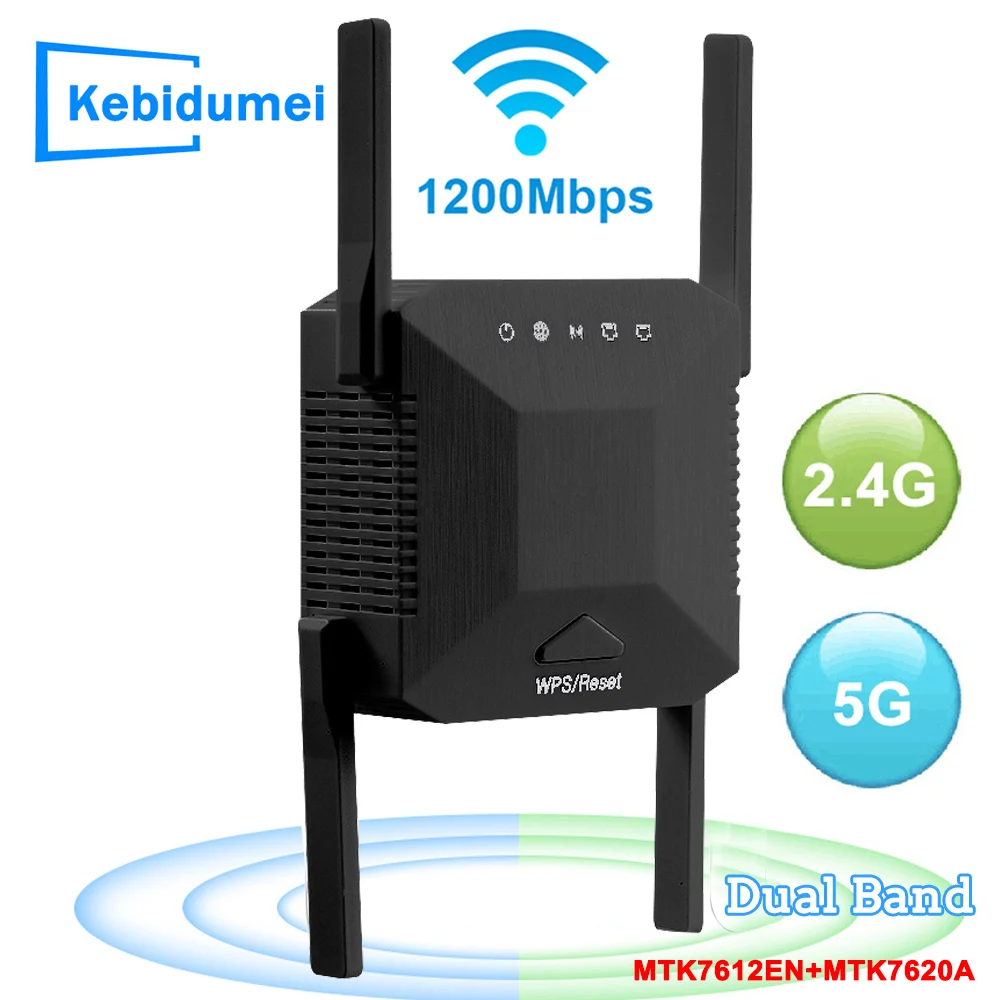 Dual Chip Wifi Repeater Router Wifi Extender Amplificatore Rete Wi Fi Booster 1200Mbps 2.4 5Ghz Gamma Wireless Wifi Repiter