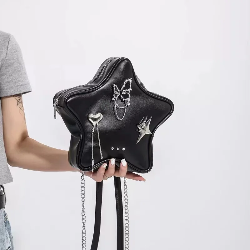New Fashion Women Chain Star Backpack Summer US Trendy Ladies Shoulder Bag Cellphone Wallet Waist Bag 2023 Star Crossbody Bags