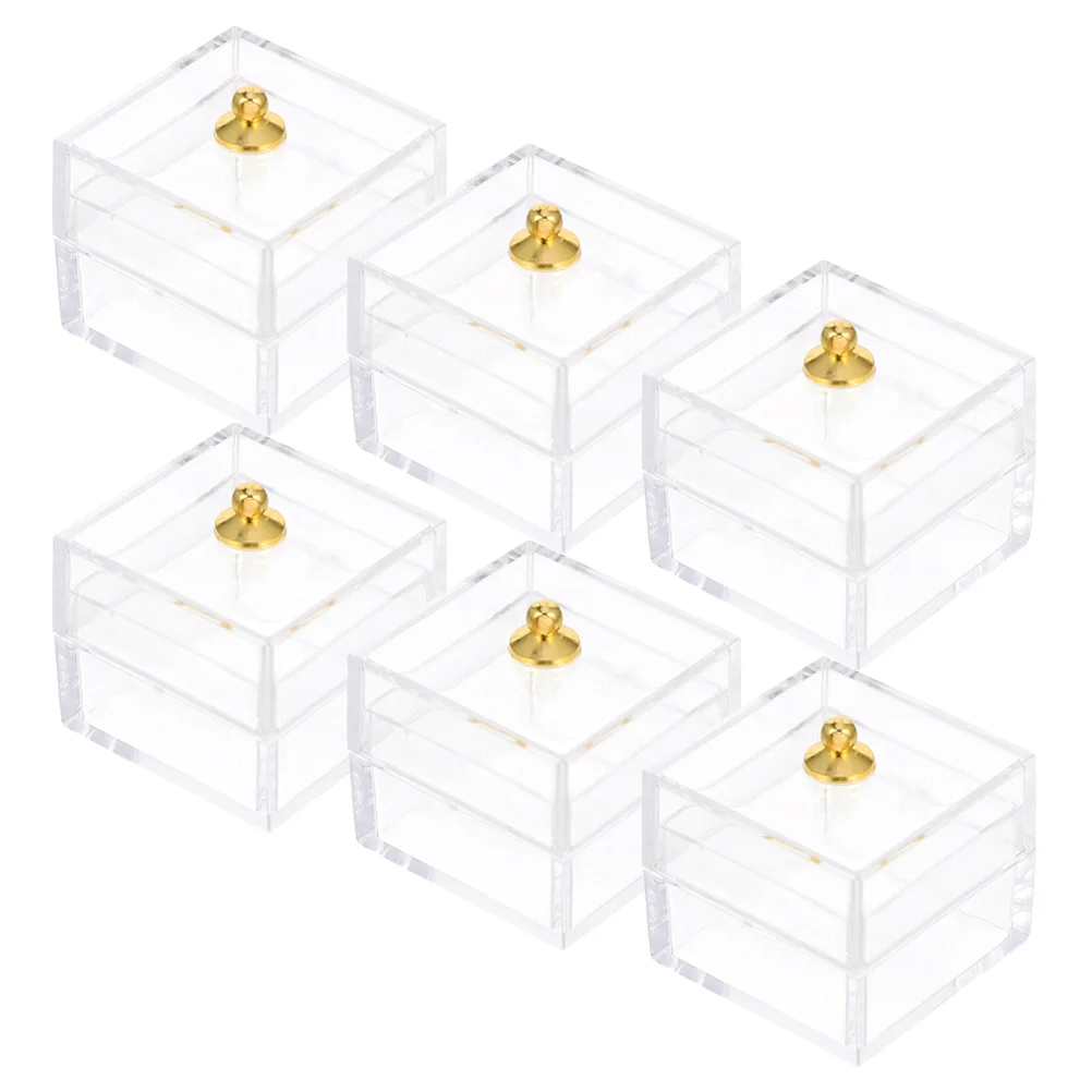 6pcs Small House Dollhouse Miniature Boxes Clear Storage Containers Box Mini Boxes