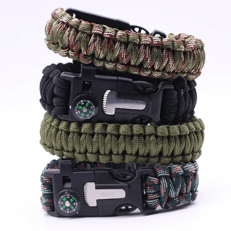 2024 Multi-function Military Emergency Survival Paracord 4mm Bracelet  Outdoor Scraper Whistle Buckle Paracord Tools 550 Paracord - AliExpress