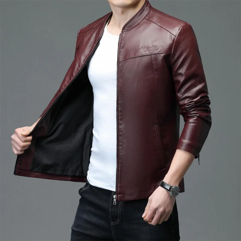 3 Colors!2023 Men's Leather Jackets Business Leisure Autumn Fashion Coat PU Leather Jackets Men's Clothing  Mens Leather Jacket