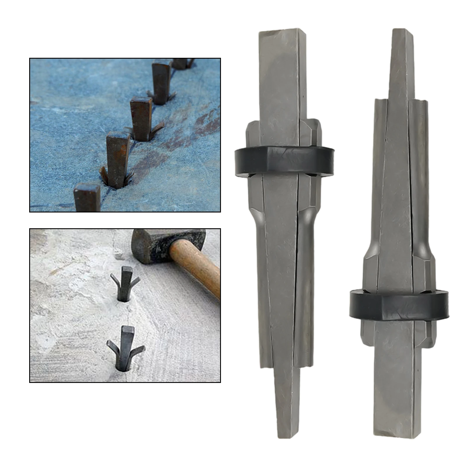 

Quarry Tools Rock Stone Splitter High Hardness Metal Plug Wedges Concrete 2 Set Chromium Vanadium Alloy Steel High Quality