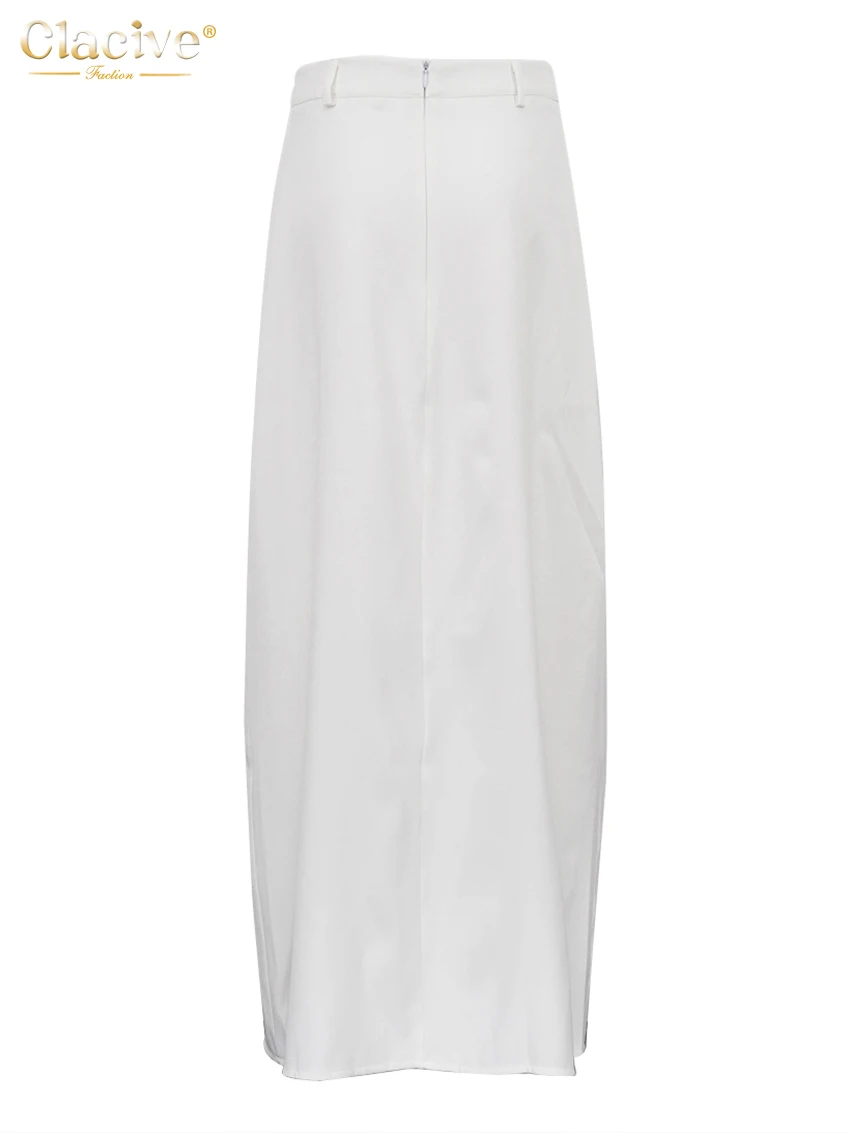 Fashion White Pencil Skirt Maxi Elegant High Waist White Maxi