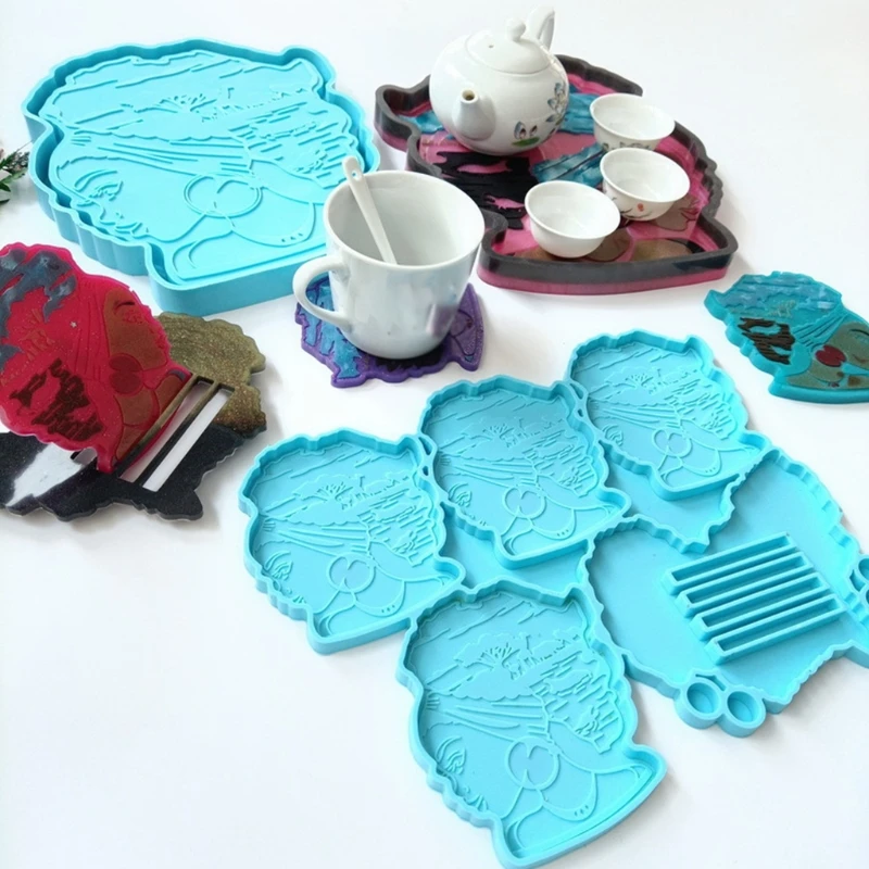 2 Pcs Afro Female Rolling Tray Epoxy Resin Mold African Fruit Plate Silicone Mould DIY Crafts Jewelry Drop shipping