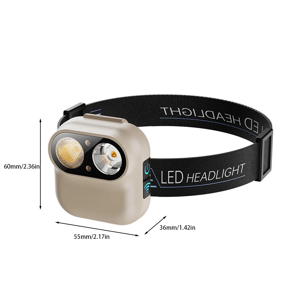 고휘도 헤드라이트 모션 센서, 강력한 LED 작업등, USB 충전, 방수 350LM, 야외 낚시, 캠핑, 하이킹용