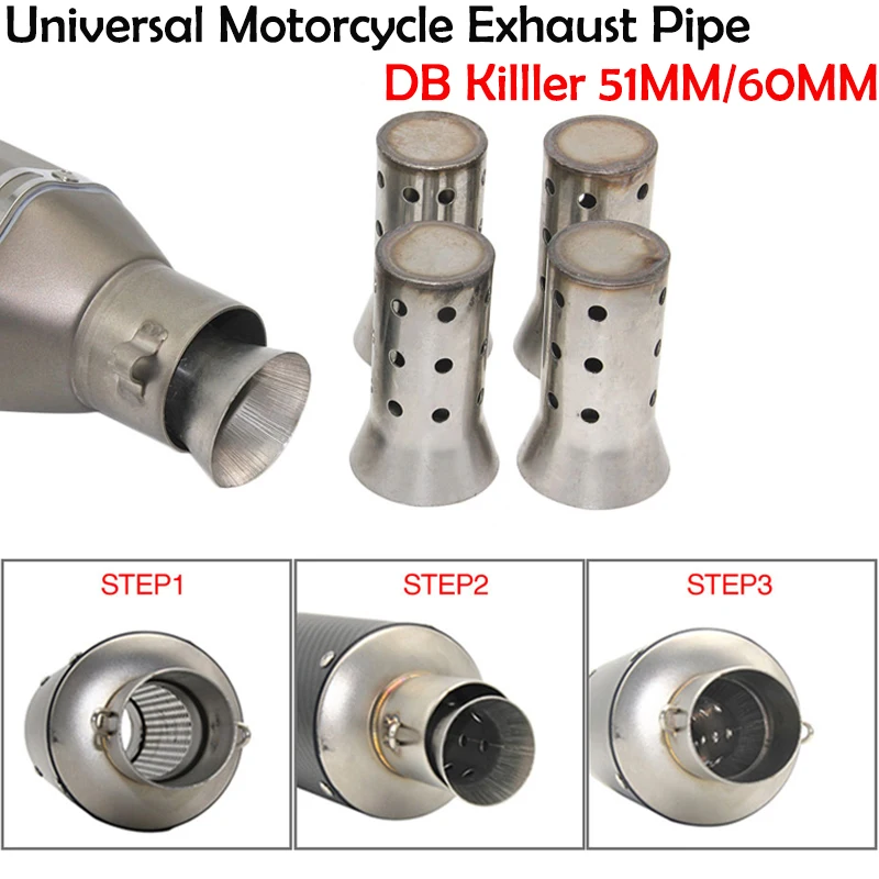 Universale 51Mm 60Mm Per Honda Yamaha Kawasaki Suzuki Benelli Duke Bmw Tubo Di Scarico In Acciaio Inox Db Killer Silenziatore Silenziatore
