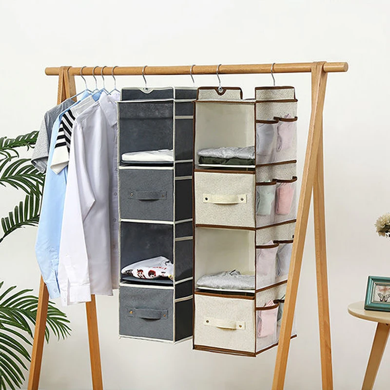 

Bras Socks Underwear Storage Bag With Drawers Clothes Storage Hanging Bag Household Multilayer Non Woven Dust-proof Hanging Bag
