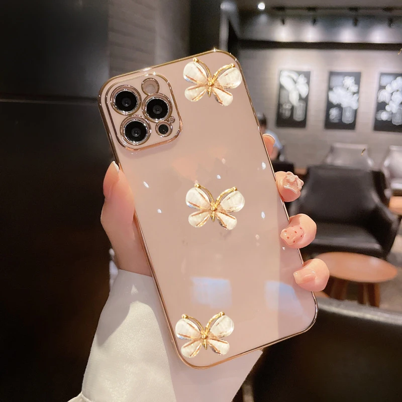 Custodia per telefono in silicone morbido e liscio a farfalla 3D per Xiaomi redmi 9 9A 9C 9T redmi9 k20 k30 k40 k50 pro redmi9c placcatura posteriore_voghion.com