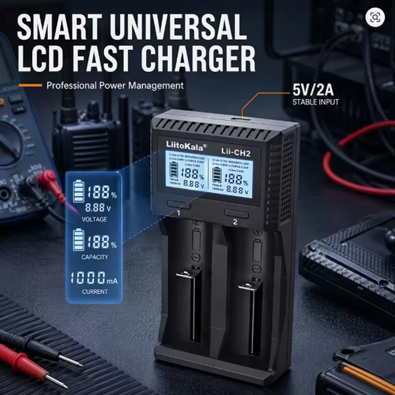 Caricabatterie Intelligente LiItoKala Lii-CH2 per Batterie Ricaricabili agli Ioni di Litio AA AAA da 1.5V - Image 4