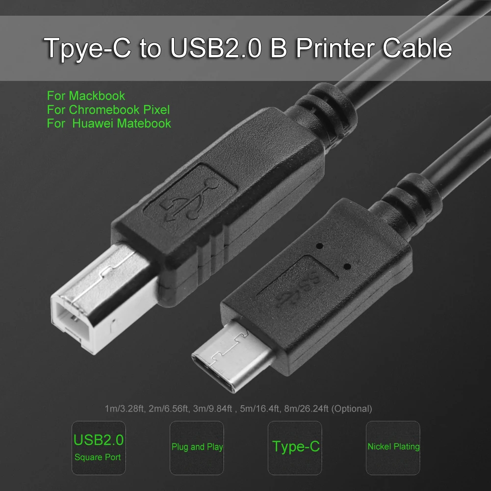 USB C-USB B 프린터 케이블 유형-B-MacBook Pro/Air용 유형-C Yamaha 피아노 MIDI 키보드 DJ 컨트롤러용 USB-C MIDI 케이블
