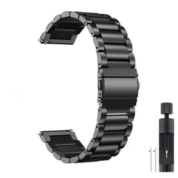 Premium Stainless Steel Strap Band for Smartwatches - Elegant Metal Bracelet for Men and Women (Black )