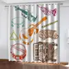 2Pcs Rock Band Theme Curtains Drummer Pattern Print Living Room Bedroom Music Lover Decor Sun Shade Window Drapes 3