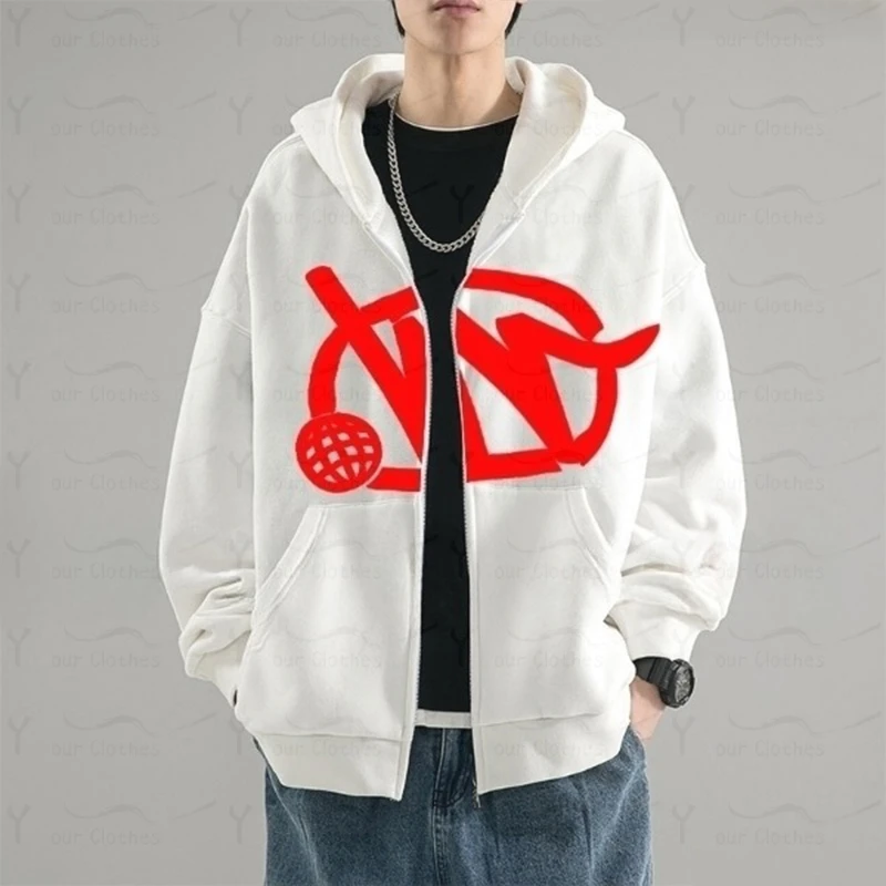 

y2k Zipper Hooded Men's Clothing Sweatshirt Minus Two Harajuku Streetwear Men's women's styles fashion casual hooded sweatshirt