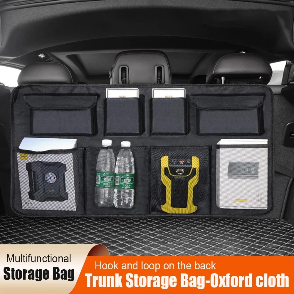 

Органайзер для багажника автомобиля, универсальный органайзер для заднего сиденья, сумка для хранения, большая емкость с сетчатым карманом, оксфордская подвесная сумка для внедорожника