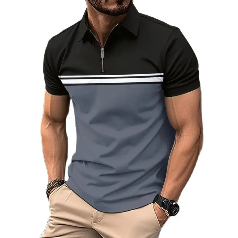 

Summer New Men's Casual Short-Sleeved Polo Shirt Office Fashion Rowan Collar T-Shirt Men's Breathable Polo-Shirt Men's Clothing