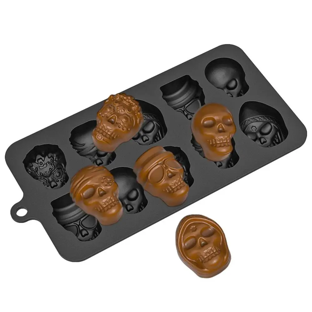 Description Picture 2 of itemSilicone Ice Cube Tray Halloween Decor Skull Ice Mold Funnel Matching Multi-Purpose Ice Making Tool For Chocolate Ice Cream And