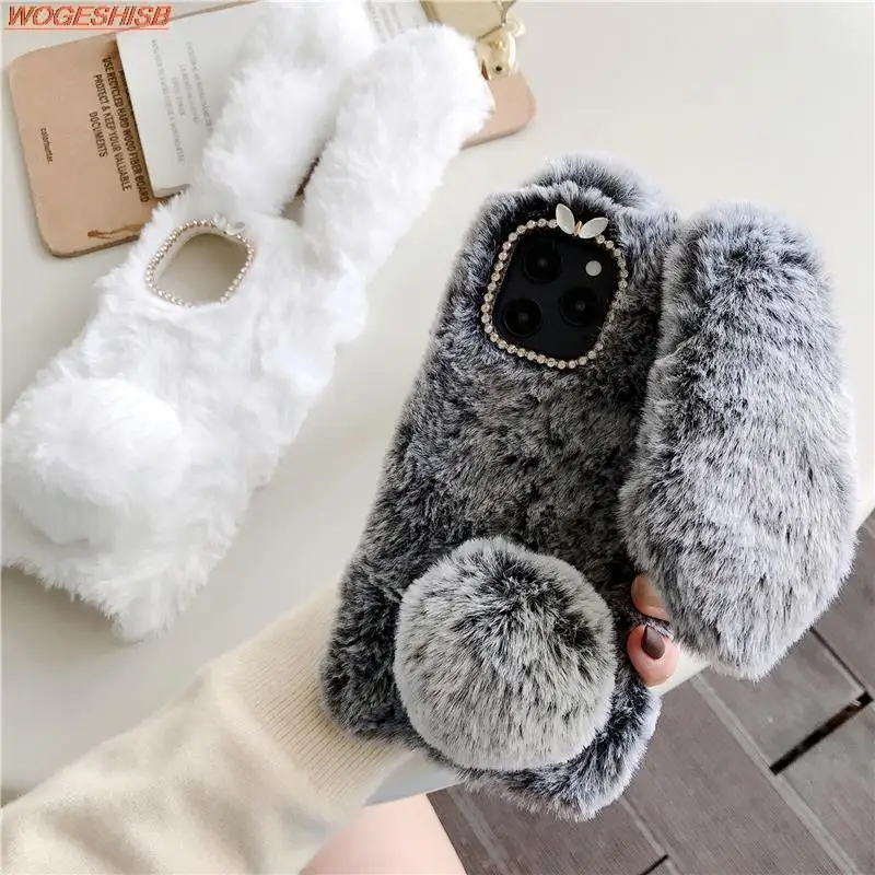 Warm Winter Furry Rabbit Bunny Fur Plush Phone Case