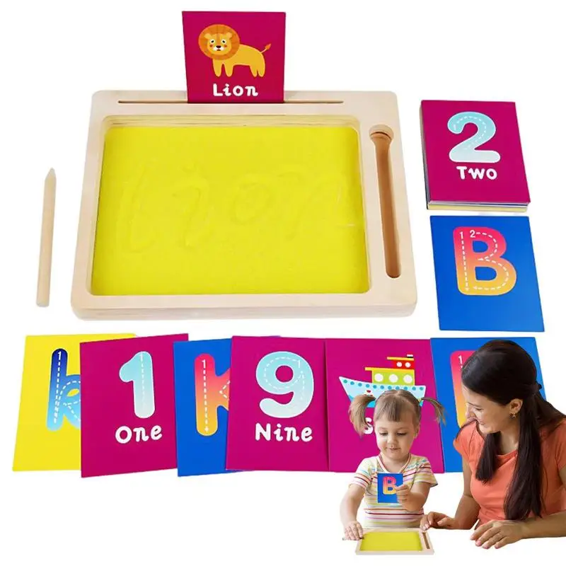 

Sand Tracing Tray Wooden Letters Visual Practice Writing Toy Early Education Letters Learning Tools With 36 Cards Homeschool