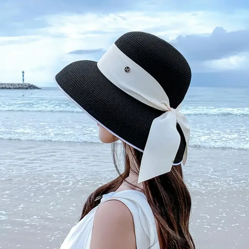 

Women Cap Beach Hat Hepburn style Bucket Hat summer retro design travel sunscreen straw hat sunshade fisherman hat sun helmet