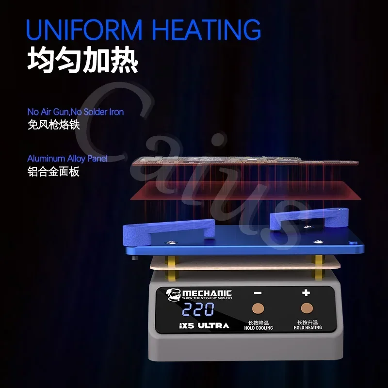 MECHANIC IX5 Ultra 예열 스테이션 안드로이드/IPhoneX-14Pro Max 마더보드 수리용 계층화된 예열기 플랫폼 온도 조절 장치