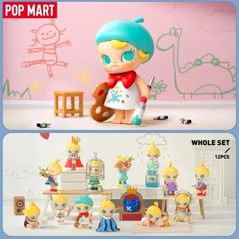 POP MART 베이비 몰리, 내가 3 살 때 카와이 인형 액션 피규어 시리즈 블라인드 박스 장난감, 소장용 모델 미스터리 박스, Caja Ciega