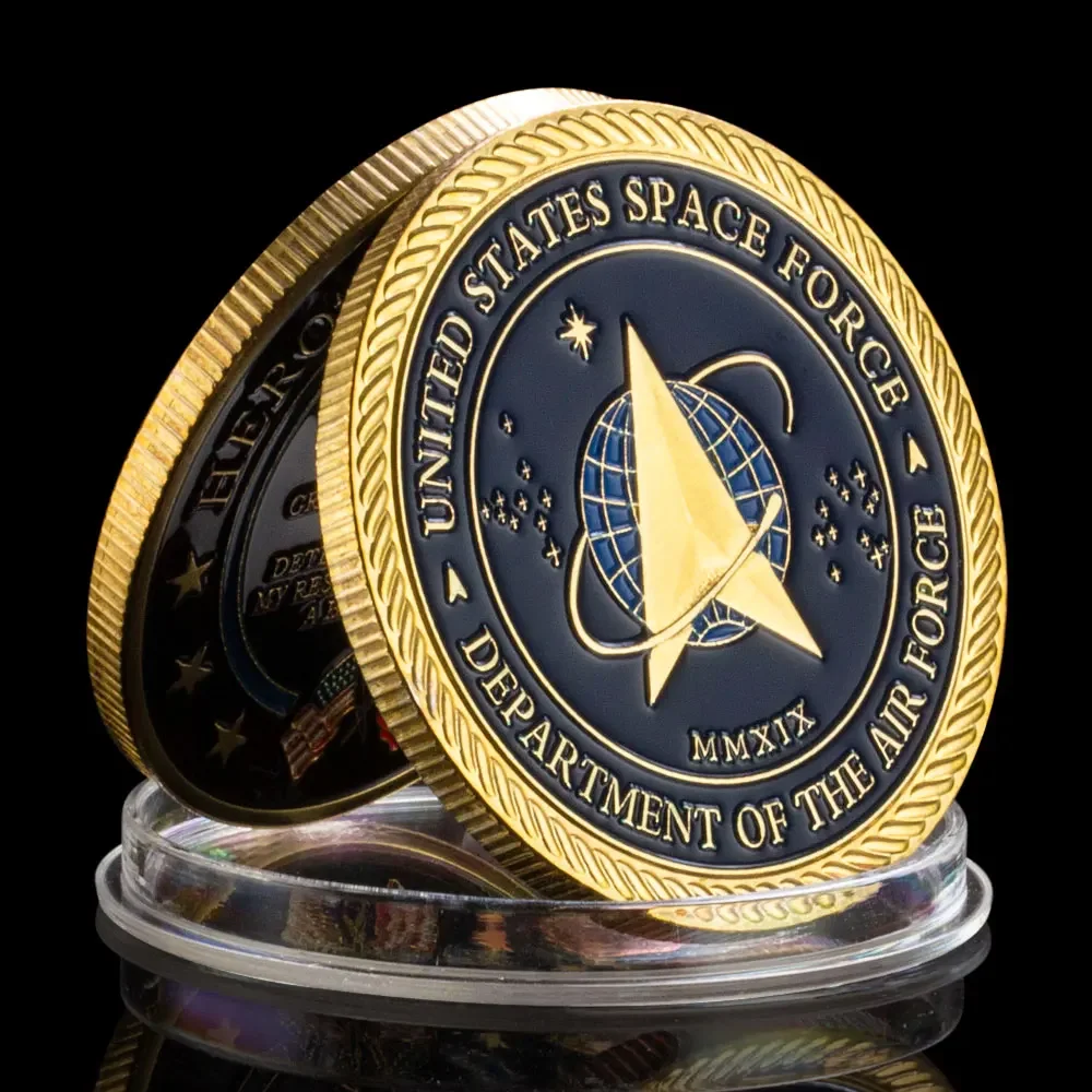 

United States Space Force Challenge Coin and Heros Valor Prayer for Courage Coin Souvenirs Coins Gold Plated Decorations