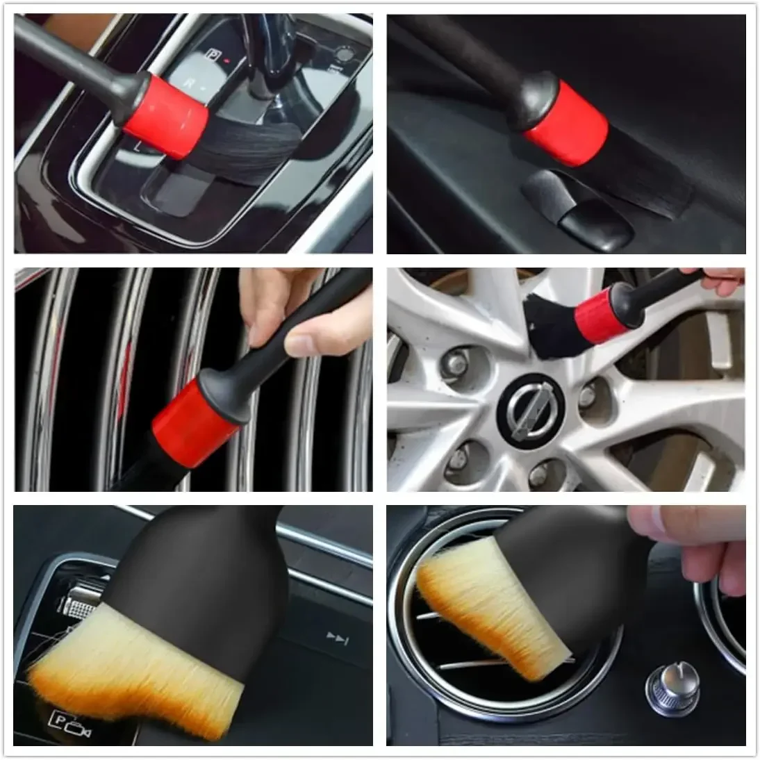 Car Detailing Brush Set for Cleaning Wheels Dashboards Vents and More Car Cleaning Brushes Car Accessories 6Pcs