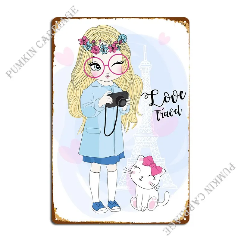 

Girl And City Metal Plaque Poster Party Party Plates Wall Decor Living Room Tin Sign Poster