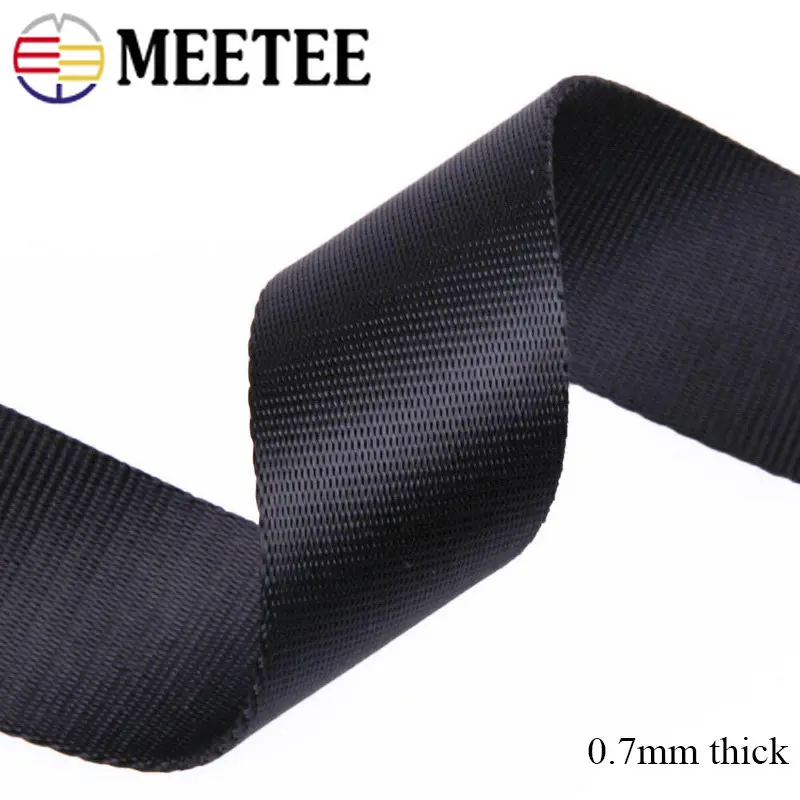 Meetee 4M 10-100mm Black Nylon Webbing Tape Backpack Strap Pet Collar Safety Belt Ribbon Band DIY Bag Clothing Sewing Accessory For Nylon Webbing Tape
