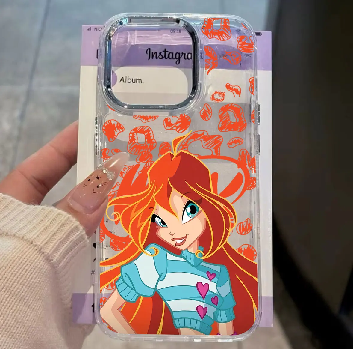 Fashionable Transparent Phone Case with Lovely Ins W-winxs Clubs Design