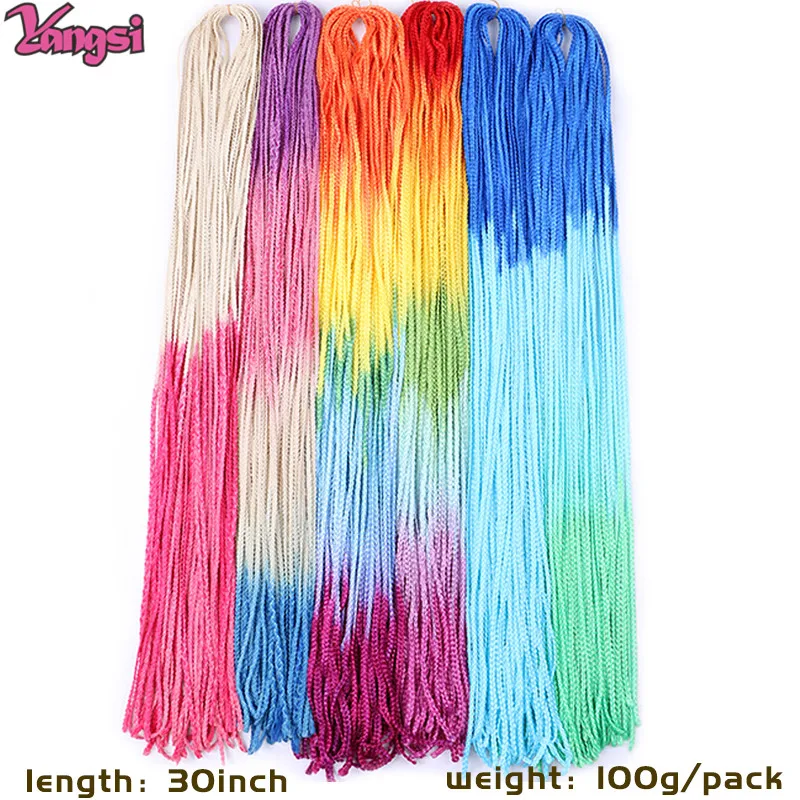 Long Straight Zizi Braids Hair Extensions Synthetic Hair Ombre Colorful 613 Blonde Pink Thin Box Braids Zizi Braids Hair 2