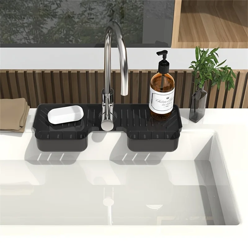 1pc-Sink faucet pad splash guard silicone drainage pad suitable for kitchen and bathroom countertops