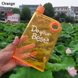 Compact 380ML Transparent Reusable BPA - Free Flat Water Bottle (Orange)