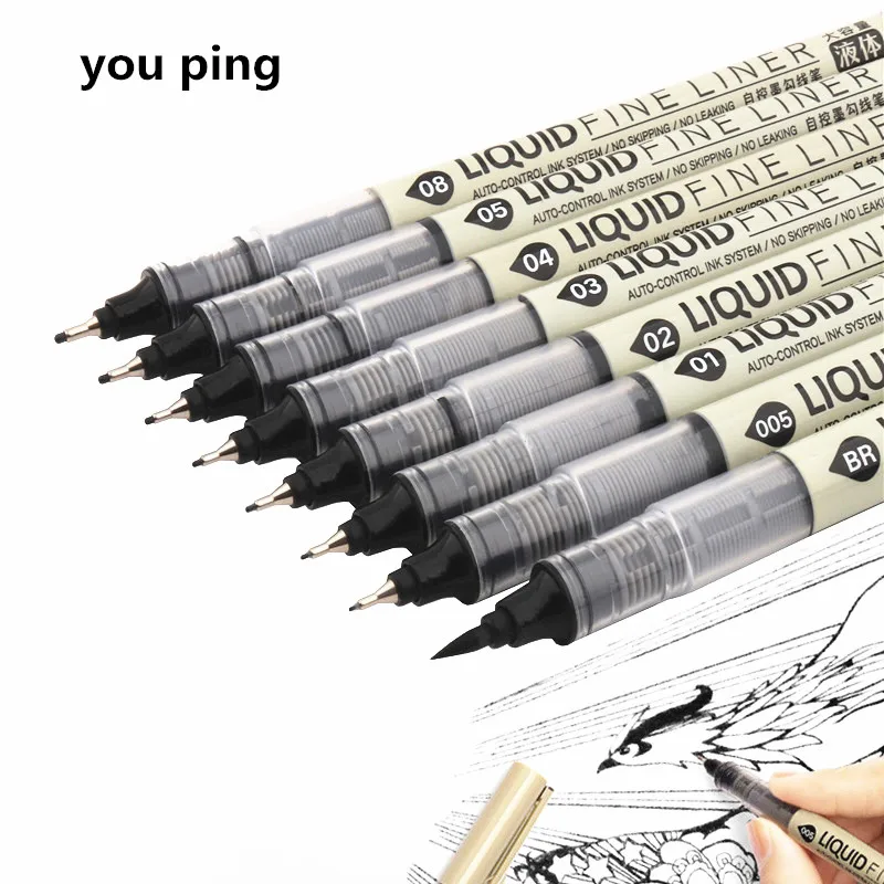 New Big Capacity Waterproof Ink Art Markers Brush Pen Sketch Drawing comics Pigment Line Pens Office School Stationery Supplies 1