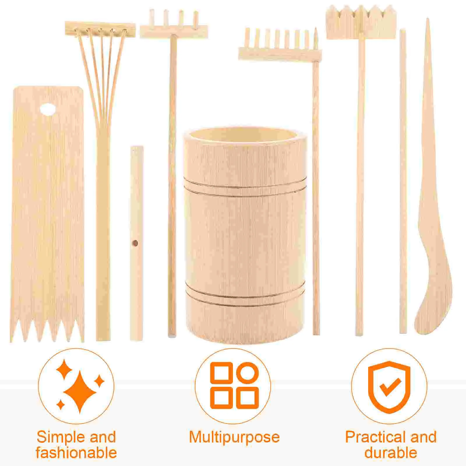 Zen Tool Set Miniature Garden Decoration Other Bamboo Products Tools Sand Rake Wooden Sandbox 4