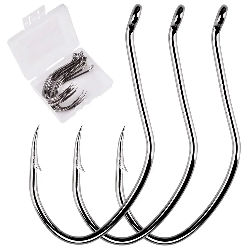 

10pcs/Box Barbed Catfish Fishing Hooks High Carbon Steel Catfish Hook 6/0 -10 Fishhook V Sharp Circle Hook Fishing Tackle Box