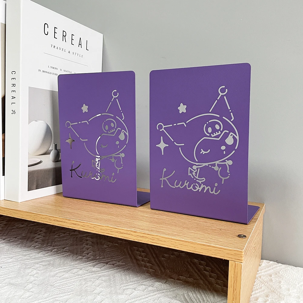 Sanrio Kuromi Bookends Purple Metal Bookends Heavy Duty Bookends for Fans Collection Book Lovers Home Office Bookends Supplies 6