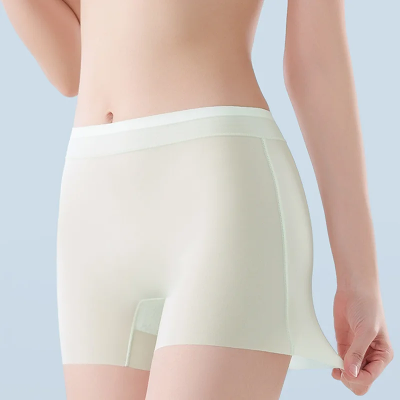 Summer Ice Silk Ultra-thin Quick-drying Boxer Brief Women 4pcs Seamless High waist Panties Plus Size Female Safety Underwear high waist panties high waist underwear seamless panties