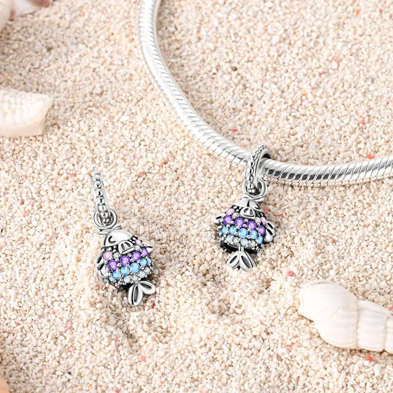  오션 월드 시리즈 바다 문어 참 비즈 클립 안전 체인 오리지널 팔찌 DIY 쥬얼리 만들기