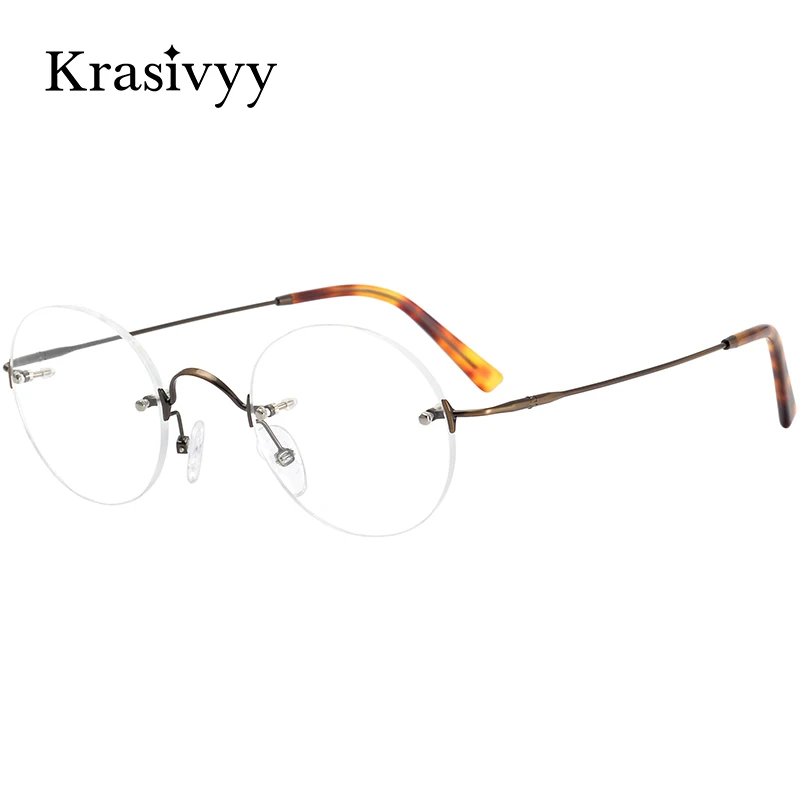 Krasivyy Pure Titanium Rimless Glasses Frame Men Luxury Brand