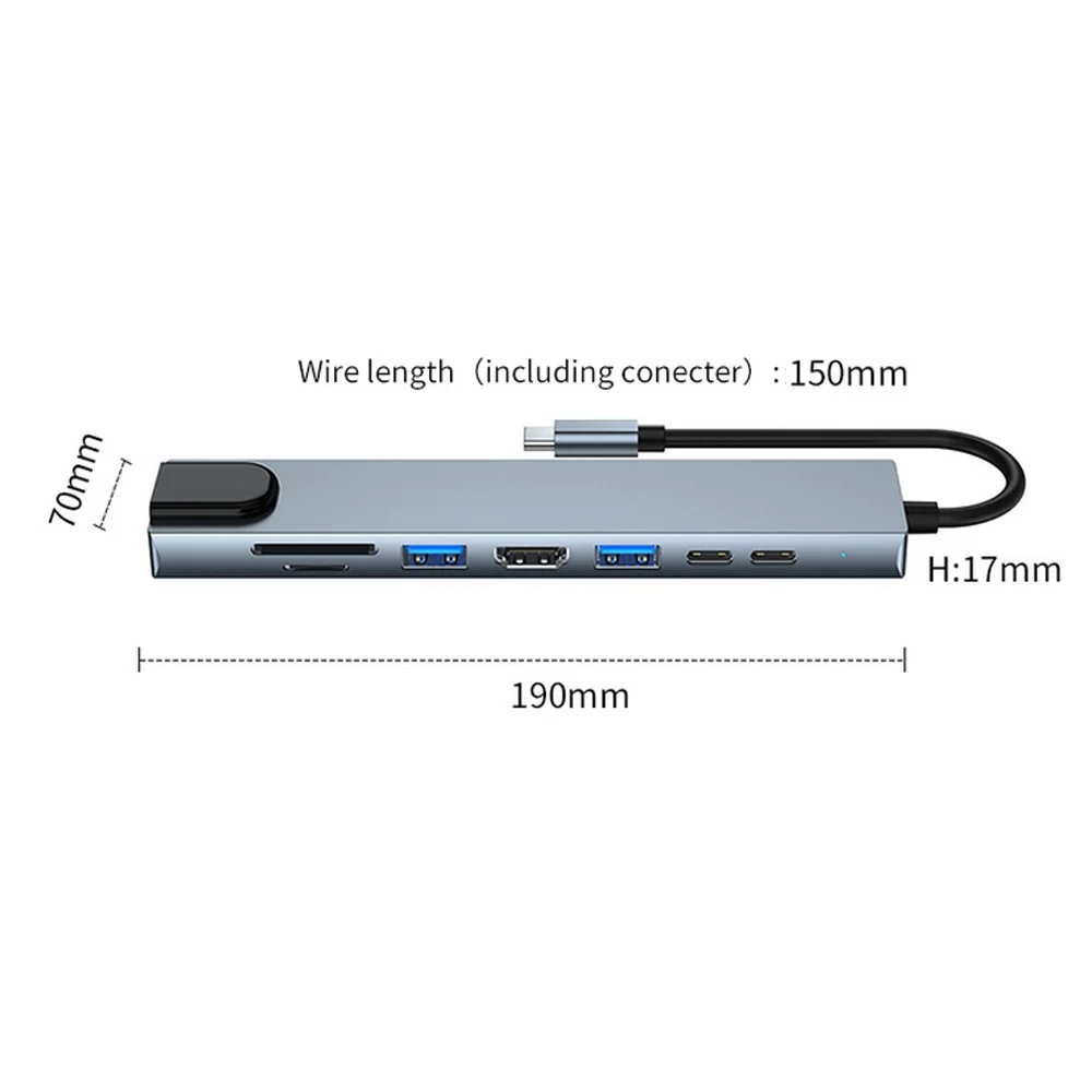 4/5/6/8/11 in 1 Type C Dock USB Hub 3.0 Splitter Multiport Adapter 4K HDMI-compatible RJ45 SD/TF VGA PD for MacBook iPad Laptop