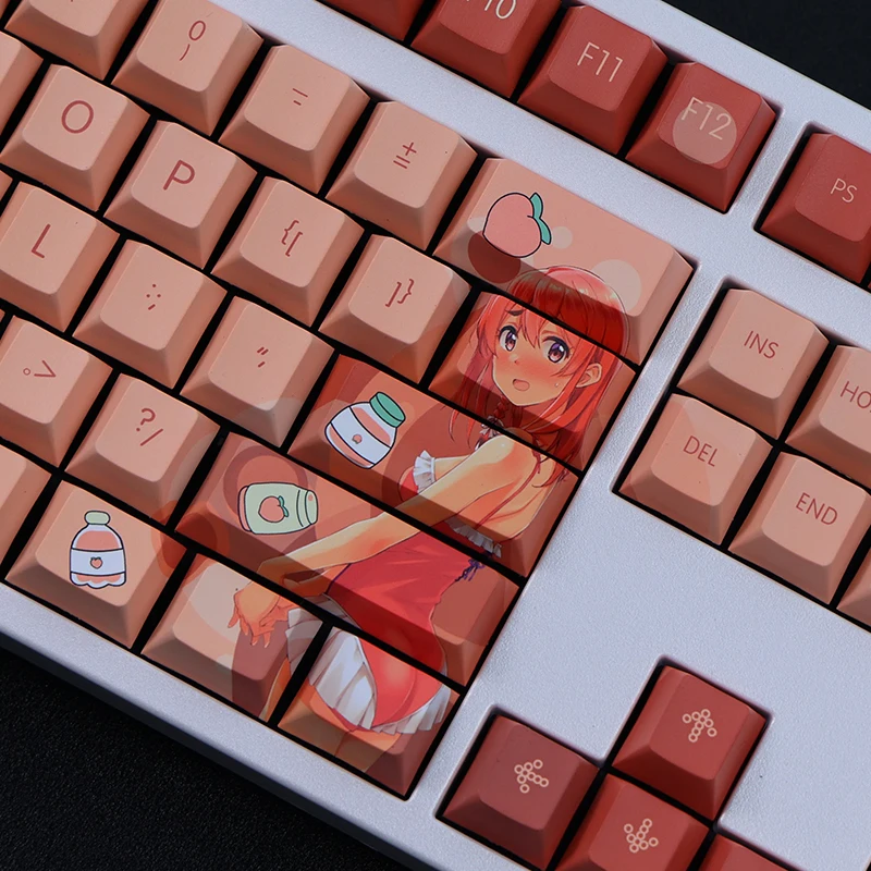 Chaves Conjunto Pbt Tintura Subbed Keycaps dos Desenhos Animados Anime Gaming Key Caps Cherry Perfil Keycap para Alugar Namorada Sakurasawa Sumi 108 - Imagem 5
