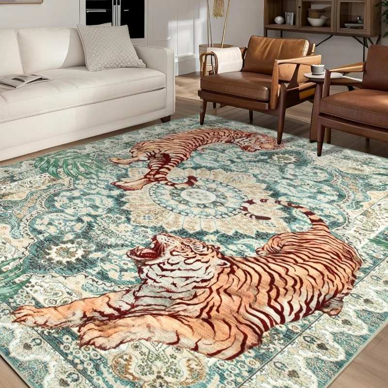 Retro Tiger Living Room Carpet Large Area Luxury Fashion Bedroom Plush Rug Trend Sofa Coffee Table Soft Floor Mat Ковер Tapis 러그