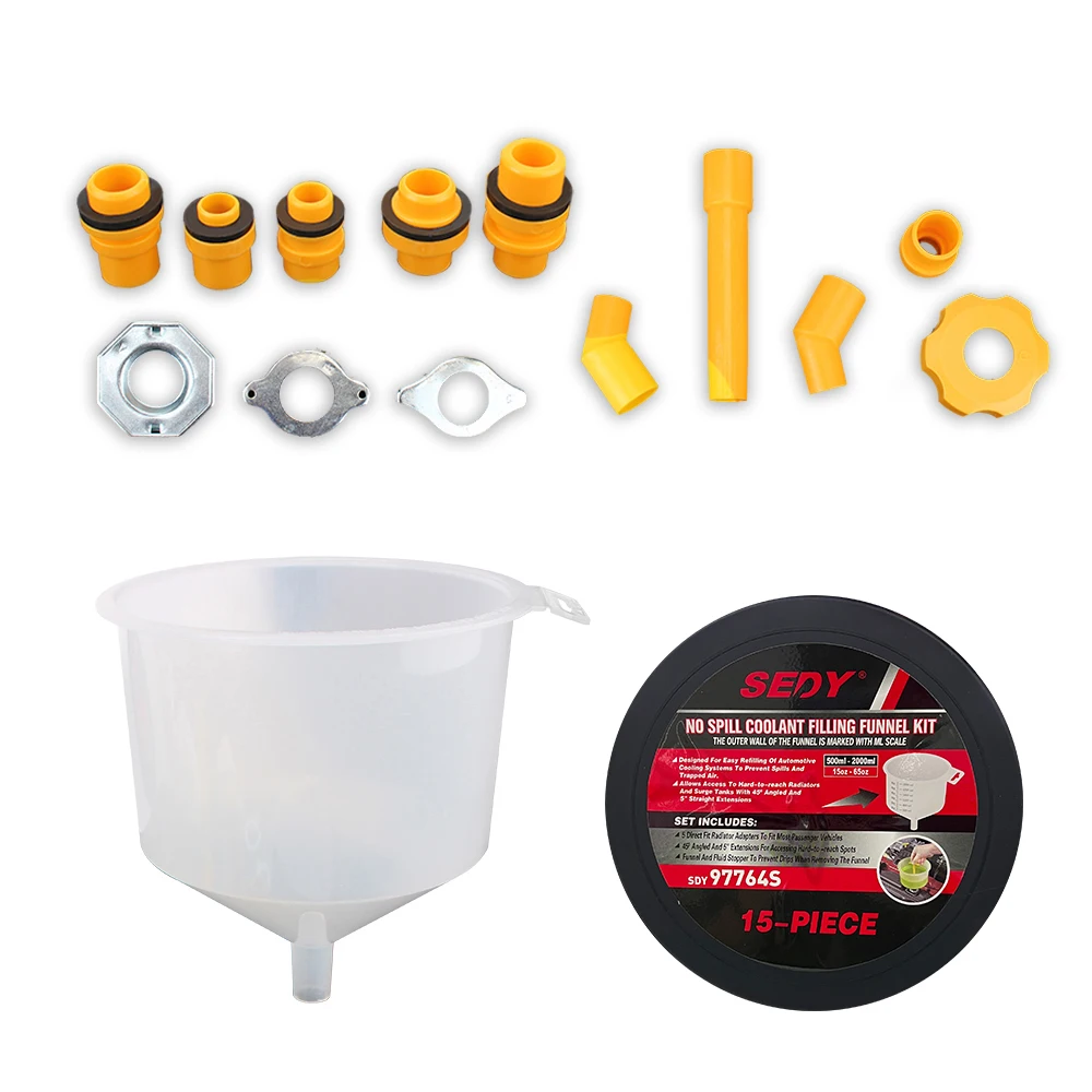 Car Accessories Plastic Filling Funnel Spout Fit Universal Vehicles Spill Proof Coolant Filling Kit Pour Oil Tool 15Pcs/Set filling funnel