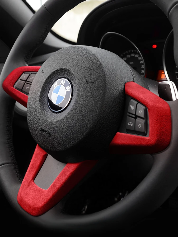 Per Bmw Z4 E89 09-15 Red Alcantara Modifica Interna Adesivo Patch Pannello Volante