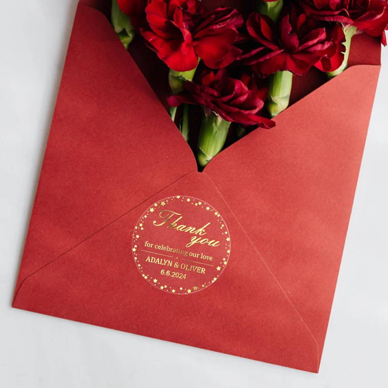 맞춤형 투명 금박 스티커 - 선물 포장, 이벤트 기념품, 노트북 데칼 및 홈 데코레이션용 내구성 있는 방수 라벨