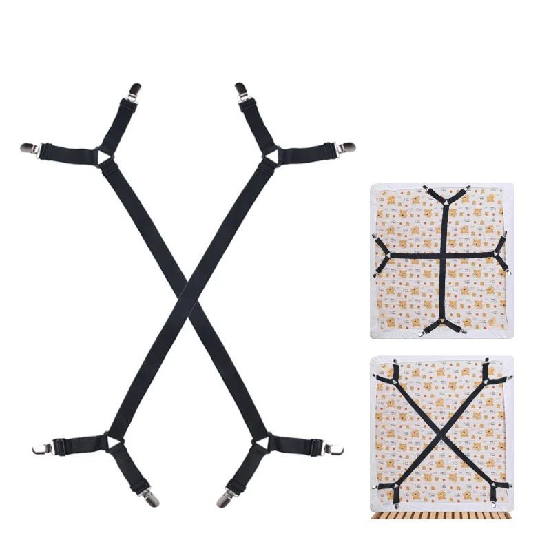 2pcs Adjustable Elastic Suspenders Gripper Holder Straps Clip for Bed Sheets Mattress Covers Sofa Cushion Elastic Band Belt 1